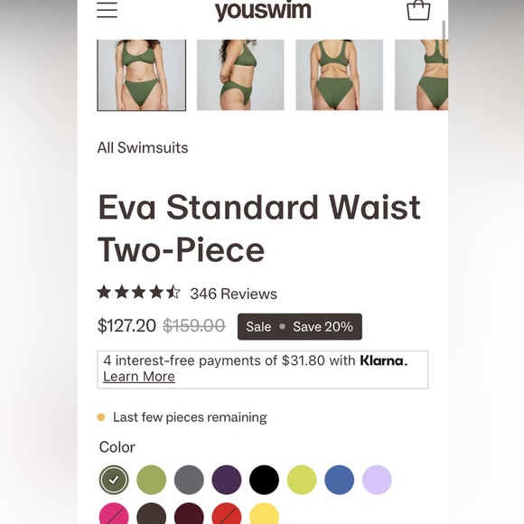 Youswim | Eva Standard waist Two-Piece Sage Green size 1 - Picture 7 of 8